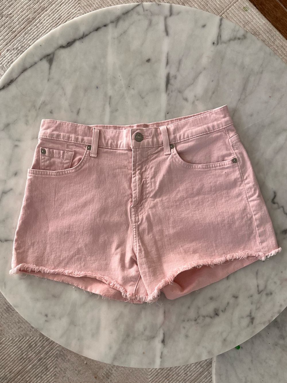 7 for all mankind Pink Denim Shorts - Classic Frayed Hem